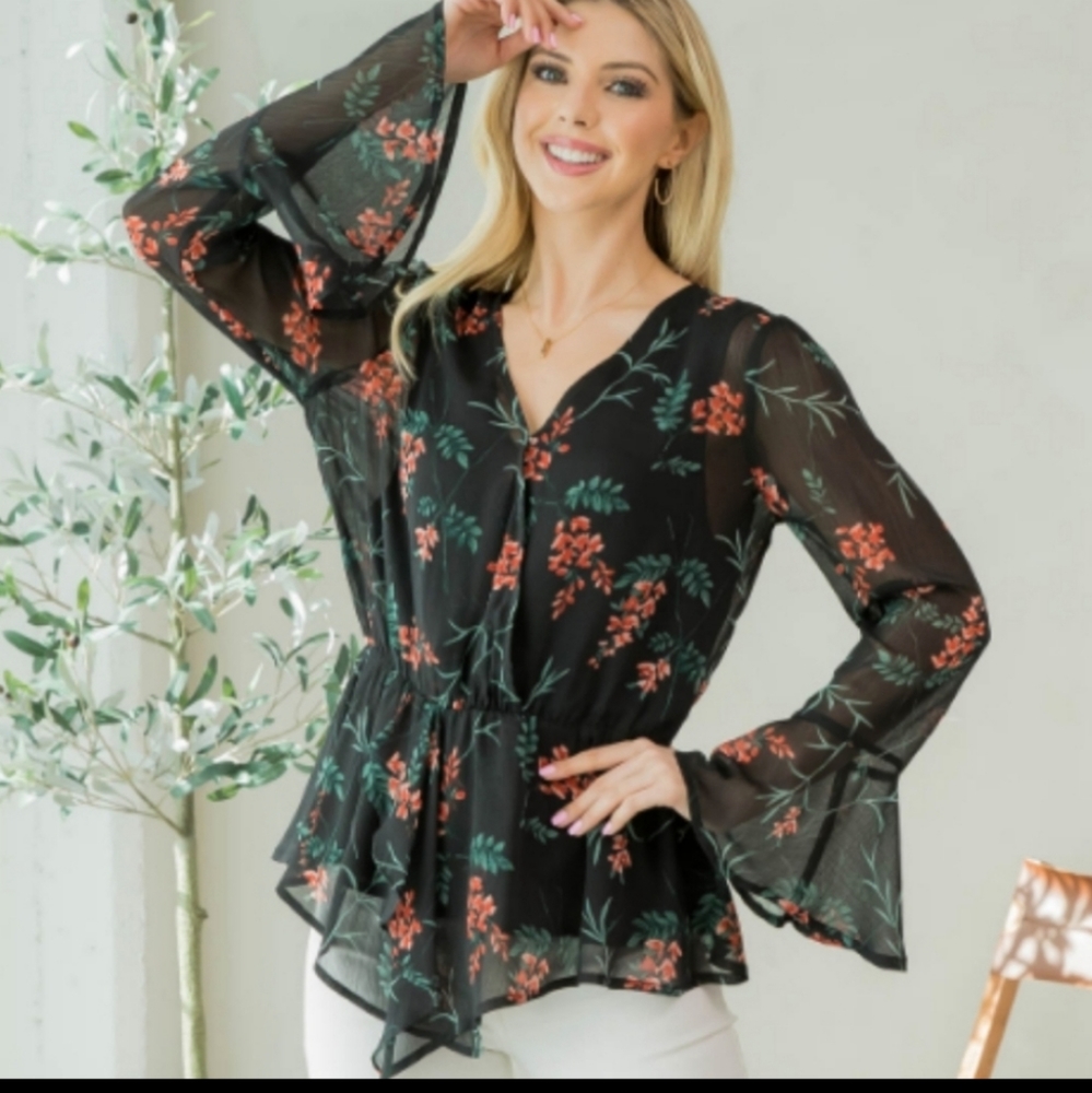 FLORAL CHIFFON BLOUSE